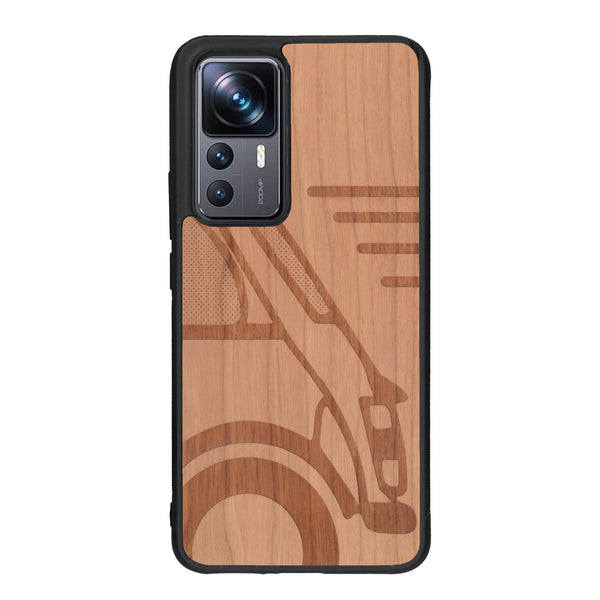 Coque de protection en bois véritable fabriquée en France pour Xiaomi Mi 12T Pro sur le thème de l'automobile avec une authentique Mini Cooper