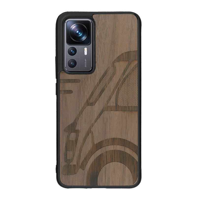 Coque de protection en bois véritable fabriquée en France pour Xiaomi Mi 12T Pro sur le thème de l'automobile avec une authentique Mini Cooper