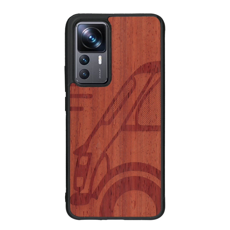 Coque de protection en bois véritable fabriquée en France pour Xiaomi Mi 12T Pro sur le thème de l'automobile avec une authentique Mini Cooper