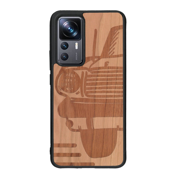 Coque de protection en bois véritable fabriquée en France pour Xiaomi Mi 12T Pro sur le thème de l'automobile avec une authentique Mustang