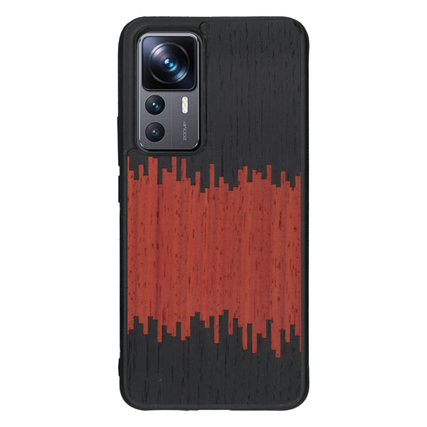 Coque de protection en bois véritable fabriquée en France pour Xiaomi Mi 12T Pro alliant plusieurs essences de bois pour représenter du magma en fusion