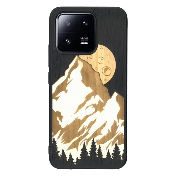 Coque de protection en bois véritable fabriquée en France pour Xiaomi Mi 13 alliant plusieurs essences de bois pour représenter le mont Everest