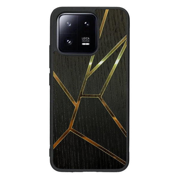 Coque de protection en bois véritable fabriquée en France pour Xiaomi Mi 13 alliant plusieurs essences de bois pour représenter des fragments design