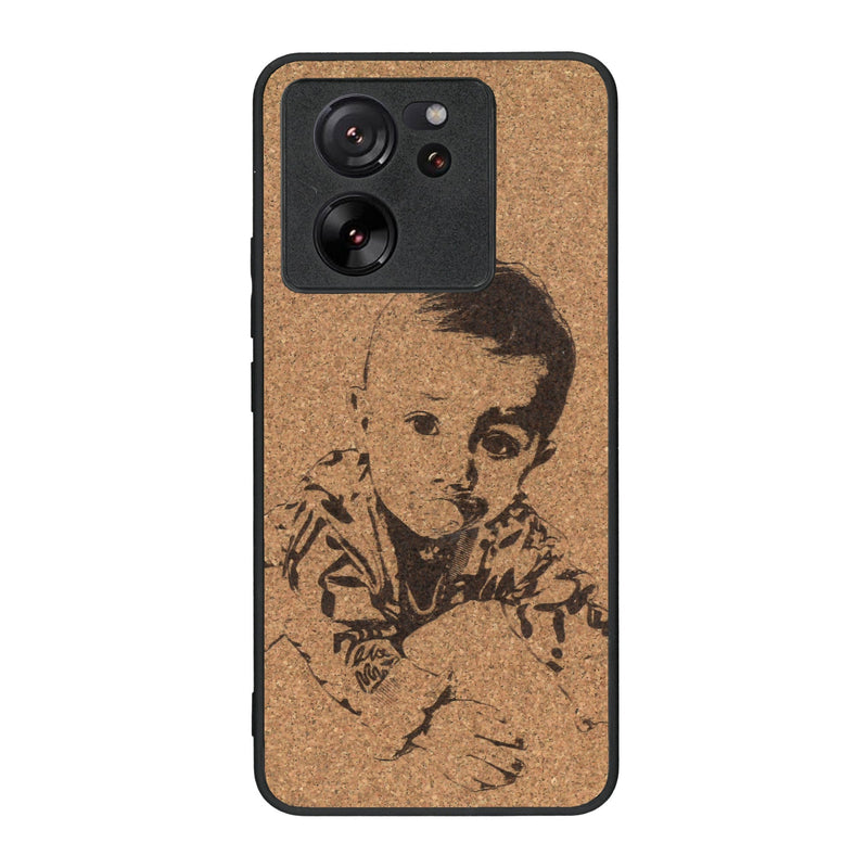 Coque de protection en bois véritable fabriquée en France pour Xiaomi Mi 13 T avec gravure personnalisée à partir d'une photo, d'une image, d'un logo, des initials ou d'une phrase