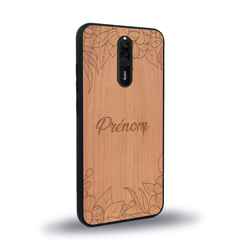 Coque de protection en bois véritable fabriquée en France pour Xiaomi Mi 9T sur le thème de la fête des mères avec un motif représentant des fleurs et des feuilles