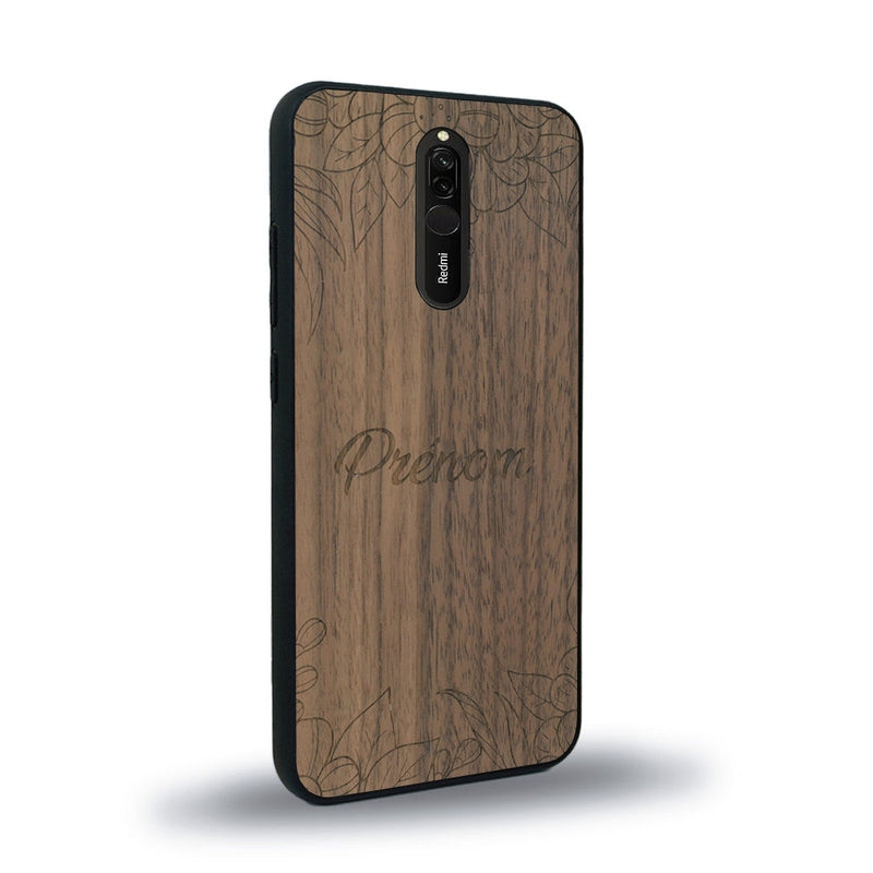 Coque de protection en bois véritable fabriquée en France pour Xiaomi Mi 9T sur le thème de la fête des mères avec un motif représentant des fleurs et des feuilles