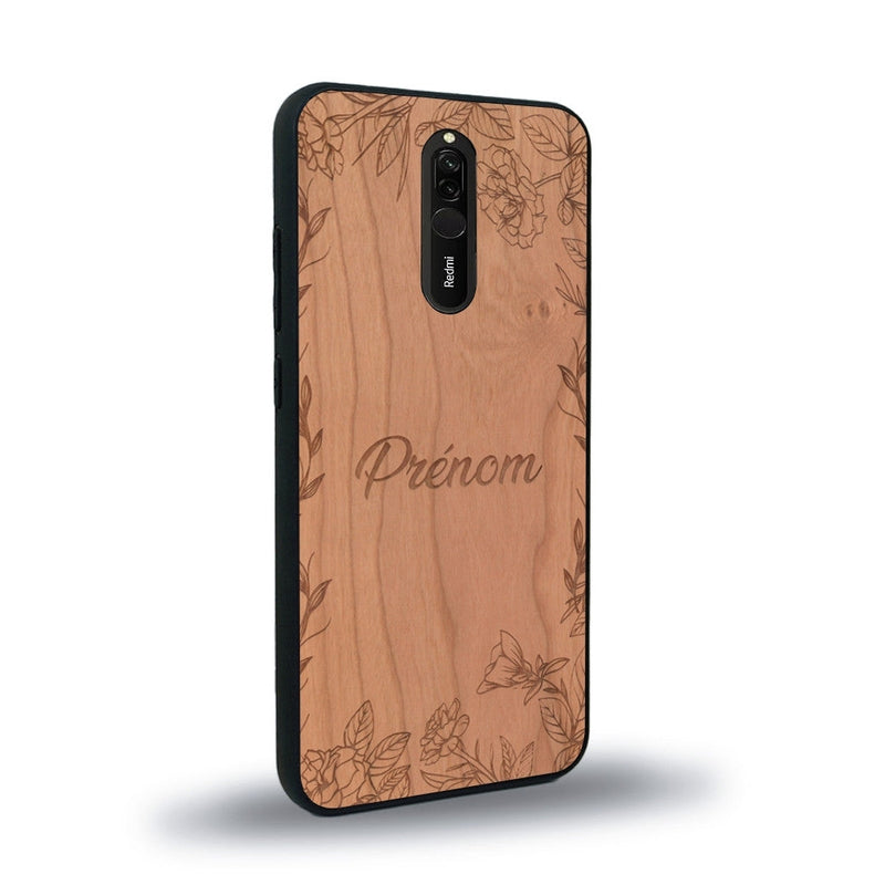 Coque de protection en bois véritable fabriquée en France pour Xiaomi Mi 9T sur le thème de la fête des mères avec un motif représentant des fleurs et des feuilles