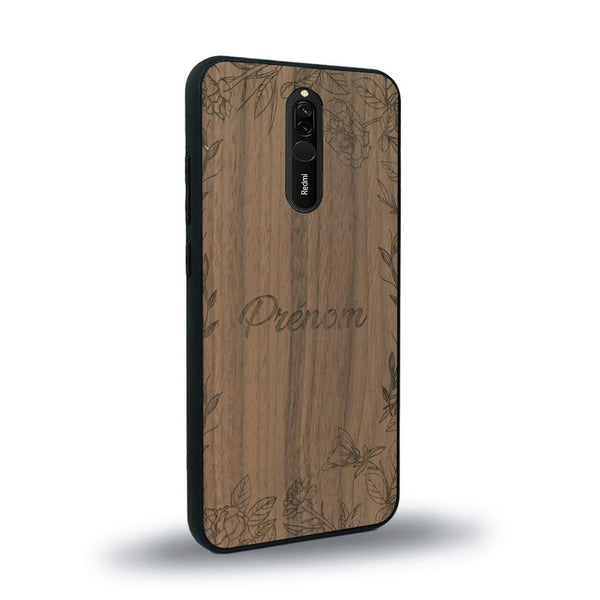 Coque de protection en bois véritable fabriquée en France pour Xiaomi Mi 9T sur le thème de la fête des mères avec un motif représentant des fleurs et des feuilles