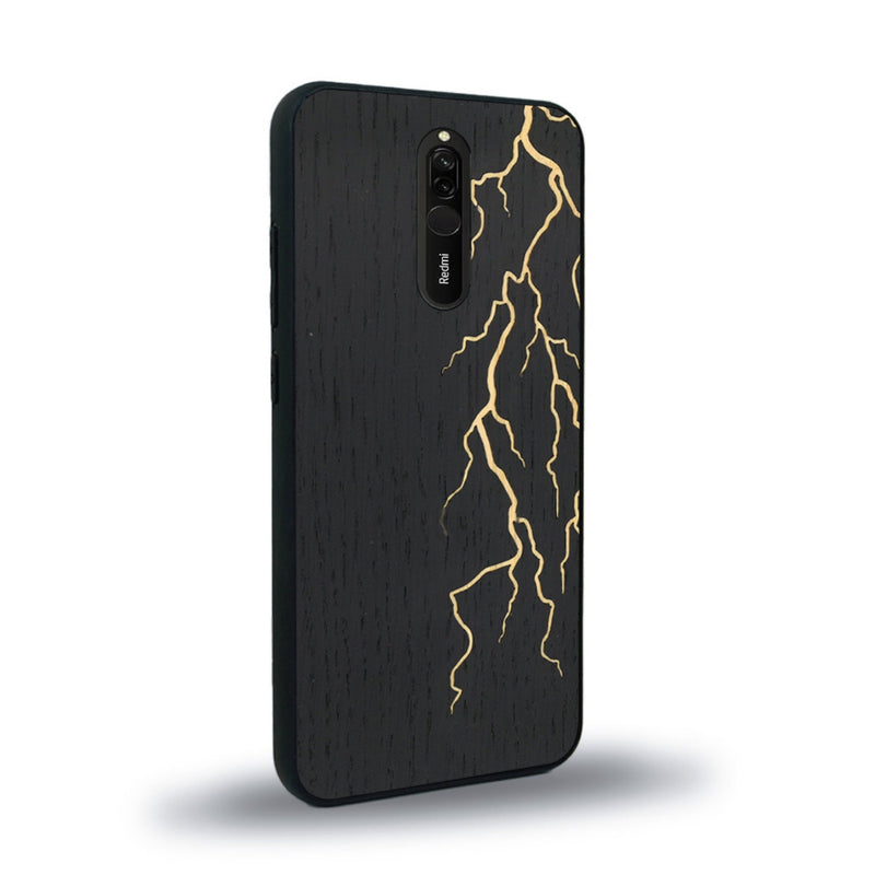 Coque de protection en bois véritable fabriquée en France pour Xiaomi Mi 9T alliant plusieurs essences de bois pour représenter un éclair divin