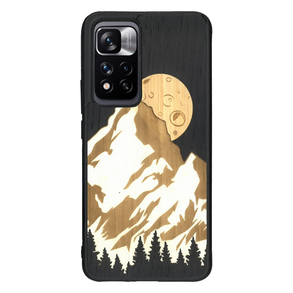 Coque de protection en bois véritable fabriquée en France pour Xiaomi Redmi Note 11 5G alliant plusieurs essences de bois pour représenter le mont Everest