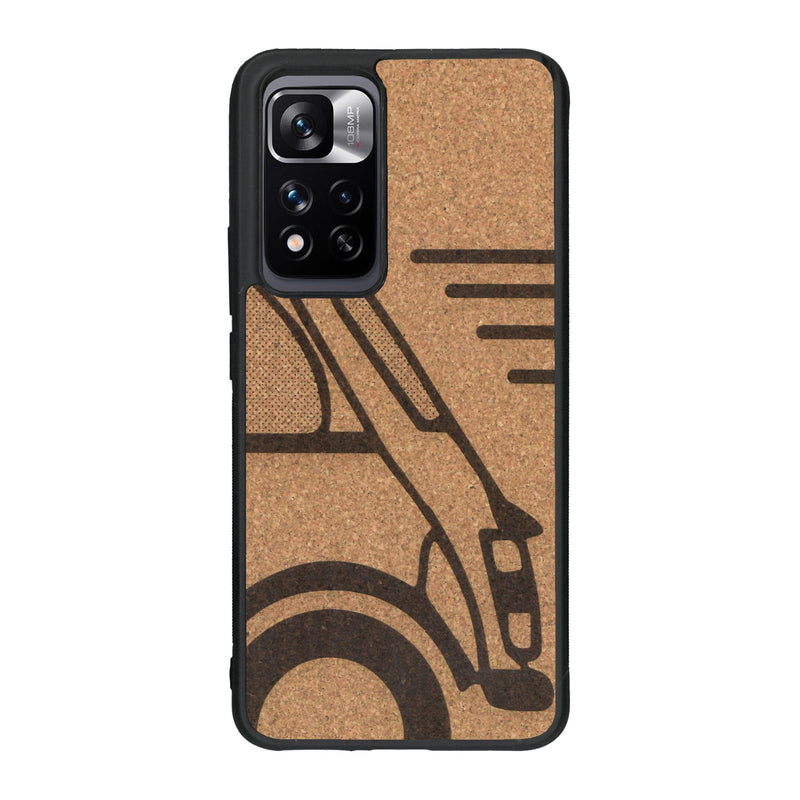 Coque de protection en bois véritable fabriquée en France pour Xiaomi Redmi Note 11 5G sur le thème de l'automobile avec une authentique Mini Cooper