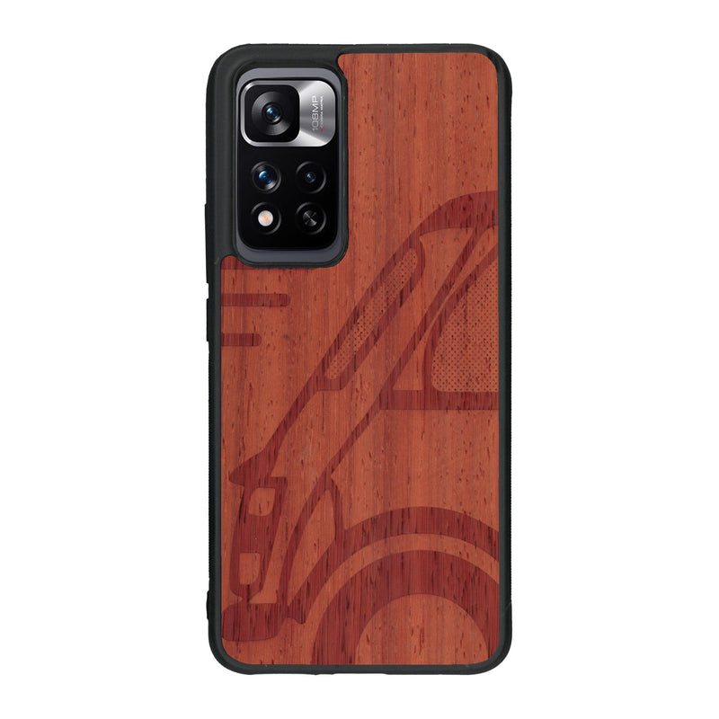 Coque de protection en bois véritable fabriquée en France pour Xiaomi Redmi Note 11 5G sur le thème de l'automobile avec une authentique Mini Cooper