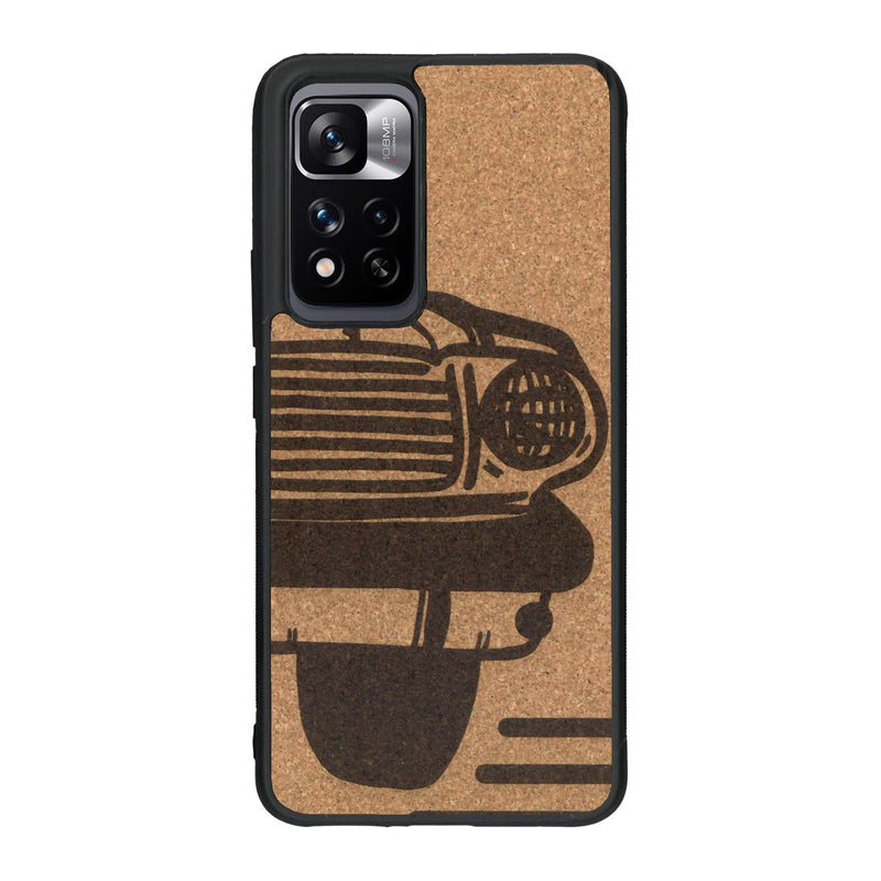 Coque de protection en bois véritable fabriquée en France pour Xiaomi Redmi Note 11 5G sur le thème de l'automobile avec une authentique Mustang