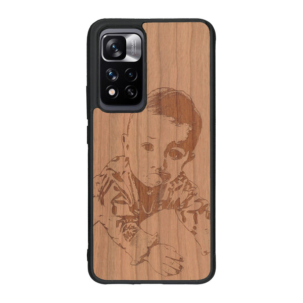 Coque de protection en bois véritable fabriquée en France pour Xiaomi Redmi Note 11 5G avec gravure personnalisée à partir d'une photo, d'une image, d'un logo, des initials ou d'une phrase