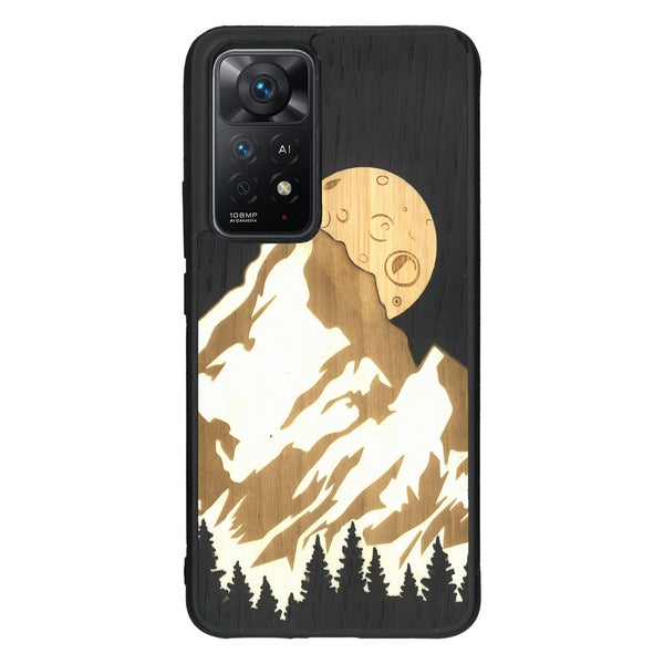 Coque de protection en bois véritable fabriquée en France pour Xiaomi Redmi Note 11 alliant plusieurs essences de bois pour représenter le mont Everest