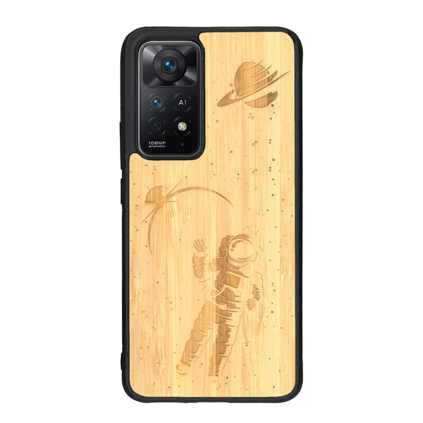 Coque de protection en bois véritable fabriquée en France pour Xiaomi Redmi Note 11 Pro sur le thème des astronautes