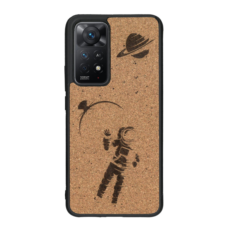 Coque de protection en bois véritable fabriquée en France pour Xiaomi Redmi Note 11 Pro sur le thème des astronautes