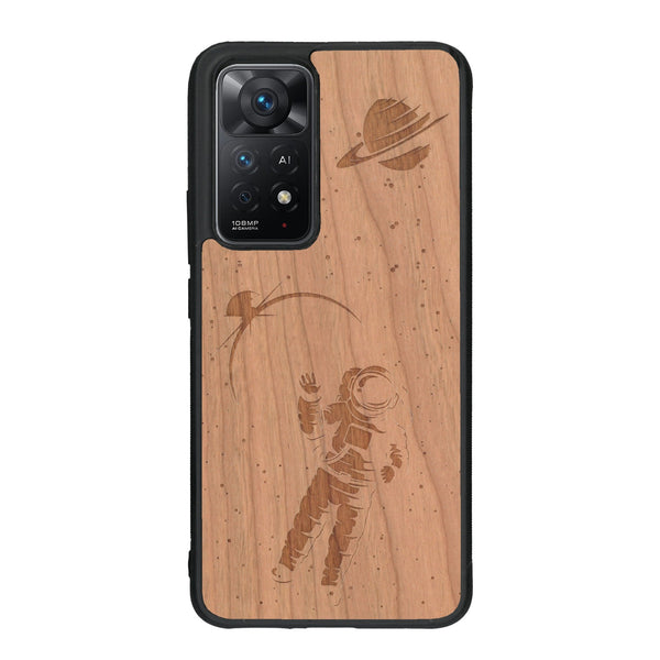 Coque de protection en bois véritable fabriquée en France pour Xiaomi Redmi Note 11 Pro sur le thème des astronautes