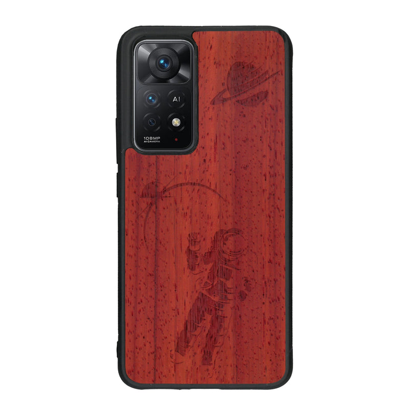 Coque de protection en bois véritable fabriquée en France pour Xiaomi Redmi Note 11 Pro sur le thème des astronautes