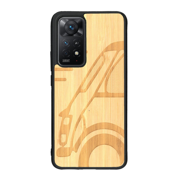 Coque de protection en bois véritable fabriquée en France pour Xiaomi Redmi Note 11 Pro sur le thème de l'automobile avec une authentique Mini Cooper