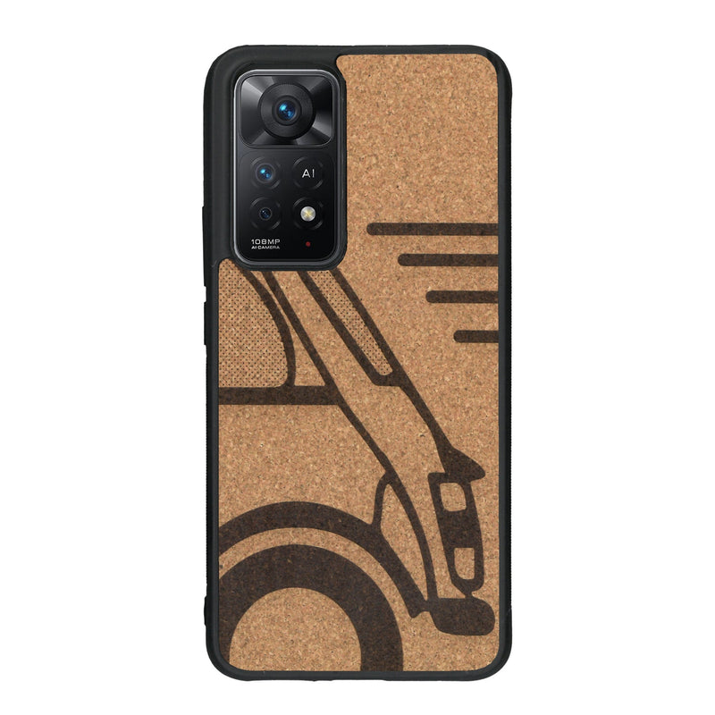 Coque de protection en bois véritable fabriquée en France pour Xiaomi Redmi Note 11 Pro sur le thème de l'automobile avec une authentique Mini Cooper