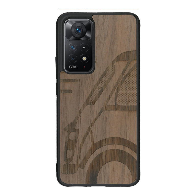 Coque de protection en bois véritable fabriquée en France pour Xiaomi Redmi Note 11 Pro sur le thème de l'automobile avec une authentique Mini Cooper