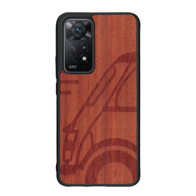 Coque de protection en bois véritable fabriquée en France pour Xiaomi Redmi Note 11 Pro sur le thème de l'automobile avec une authentique Mini Cooper