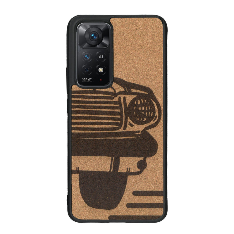 Coque de protection en bois véritable fabriquée en France pour Xiaomi Redmi Note 11 Pro sur le thème de l'automobile avec une authentique Mustang