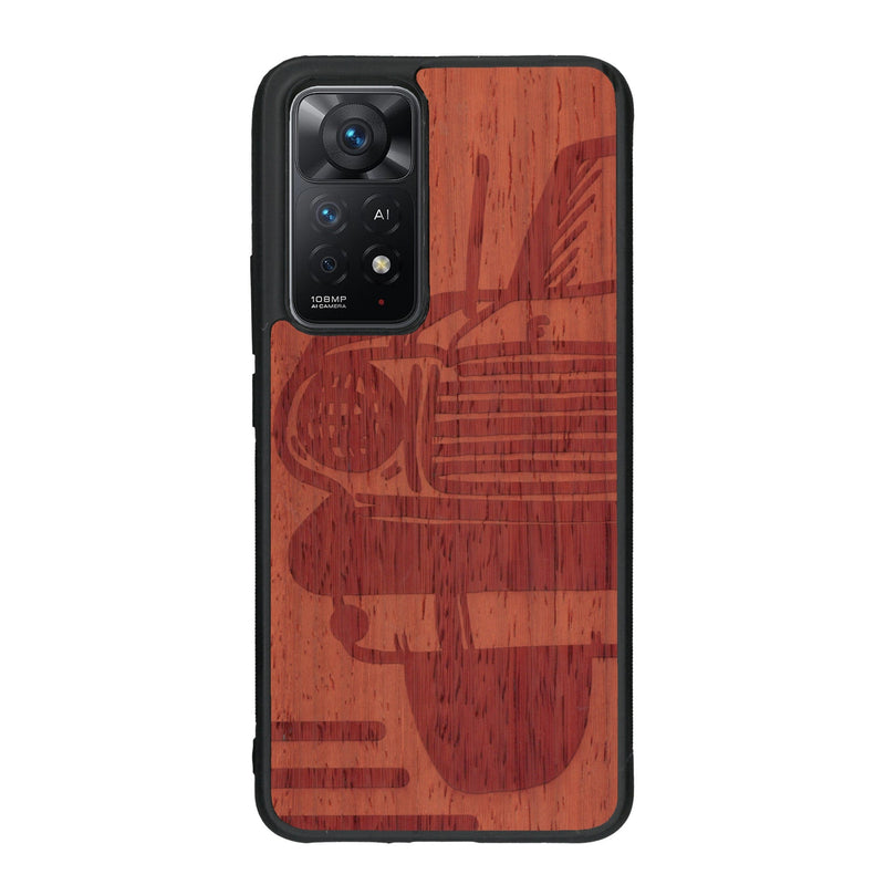 Coque de protection en bois véritable fabriquée en France pour Xiaomi Redmi Note 11 Pro sur le thème de l'automobile avec une authentique Mustang