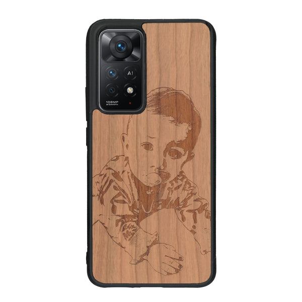 Coque de protection en bois véritable fabriquée en France pour Xiaomi Redmi Note 11 Pro avec gravure personnalisée à partir d'une photo, d'une image, d'un logo, des initials ou d'une phrase