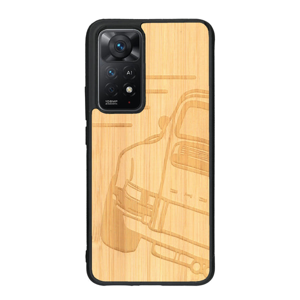 Coque de protection en bois véritable fabriquée en France pour Xiaomi Redmi Note 11 Pro sur le thème de l'automobile avec une authentique Porsche