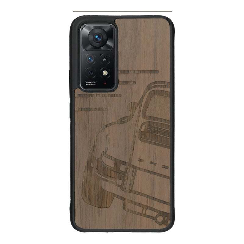 Coque de protection en bois véritable fabriquée en France pour Xiaomi Redmi Note 11 Pro sur le thème de l'automobile avec une authentique Porsche