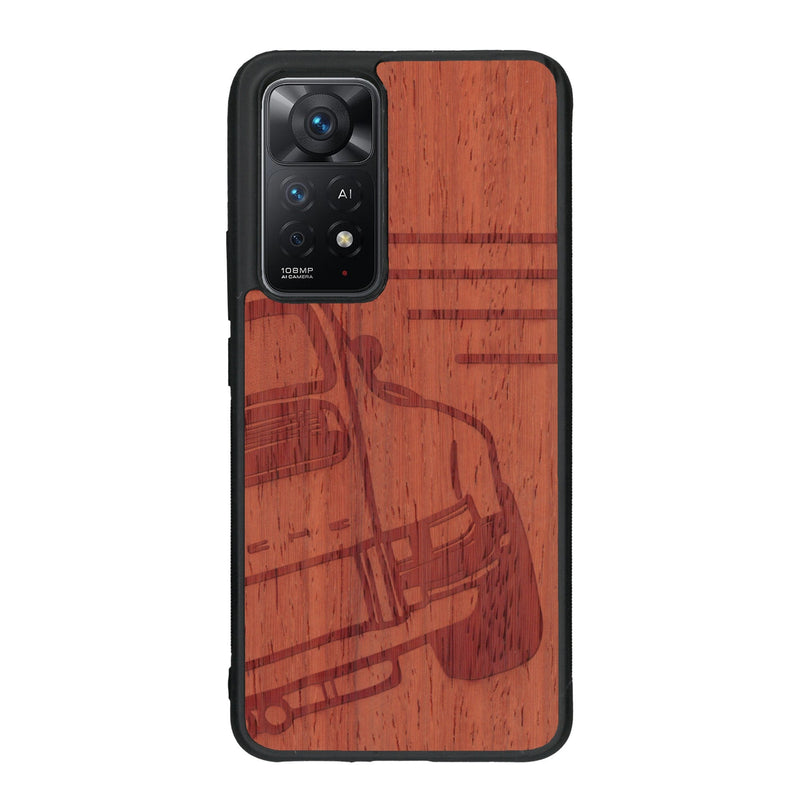 Coque de protection en bois véritable fabriquée en France pour Xiaomi Redmi Note 11 Pro sur le thème de l'automobile avec une authentique Porsche