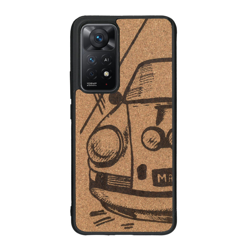 Coque de protection en bois véritable fabriquée en France pour Xiaomi Redmi Note 11 Pro sur le thème de l'automobile avec une authentique Porsche