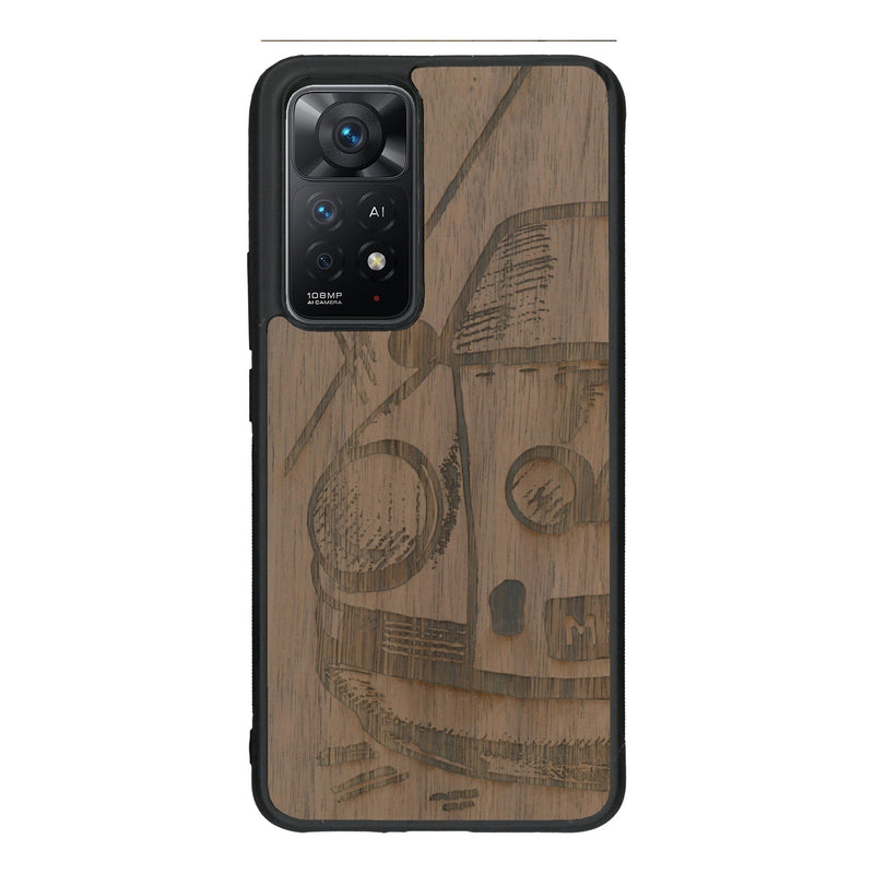 Coque de protection en bois véritable fabriquée en France pour Xiaomi Redmi Note 11 Pro sur le thème de l'automobile avec une authentique Porsche