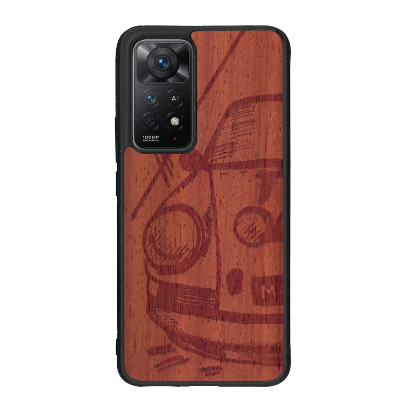 Coque de protection en bois véritable fabriquée en France pour Xiaomi Redmi Note 11 Pro sur le thème de l'automobile avec une authentique Porsche