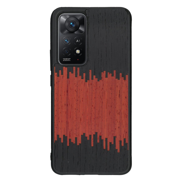 Coque de protection en bois véritable fabriquée en France pour Xiaomi Redmi Note 11 Pro alliant plusieurs essences de bois pour représenter du magma en fusion