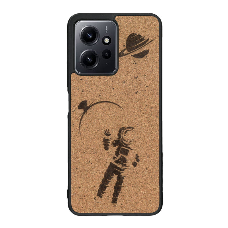 Coque de protection en bois véritable fabriquée en France pour Xiaomi Redmi Note 12 sur le thème des astronautes