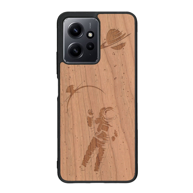 Coque de protection en bois véritable fabriquée en France pour Xiaomi Redmi Note 12 sur le thème des astronautes