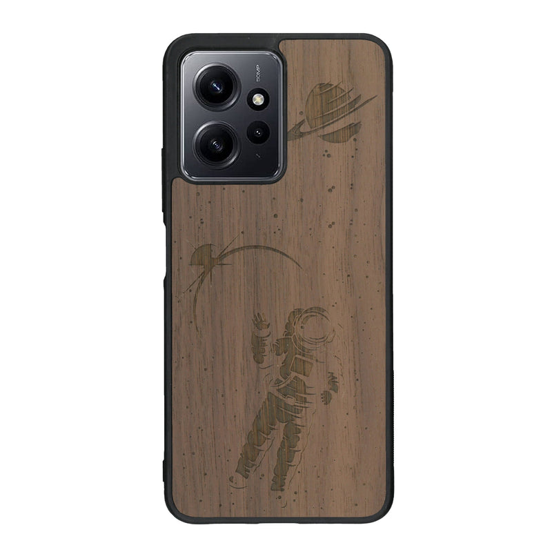 Coque de protection en bois véritable fabriquée en France pour Xiaomi Redmi Note 12 sur le thème des astronautes