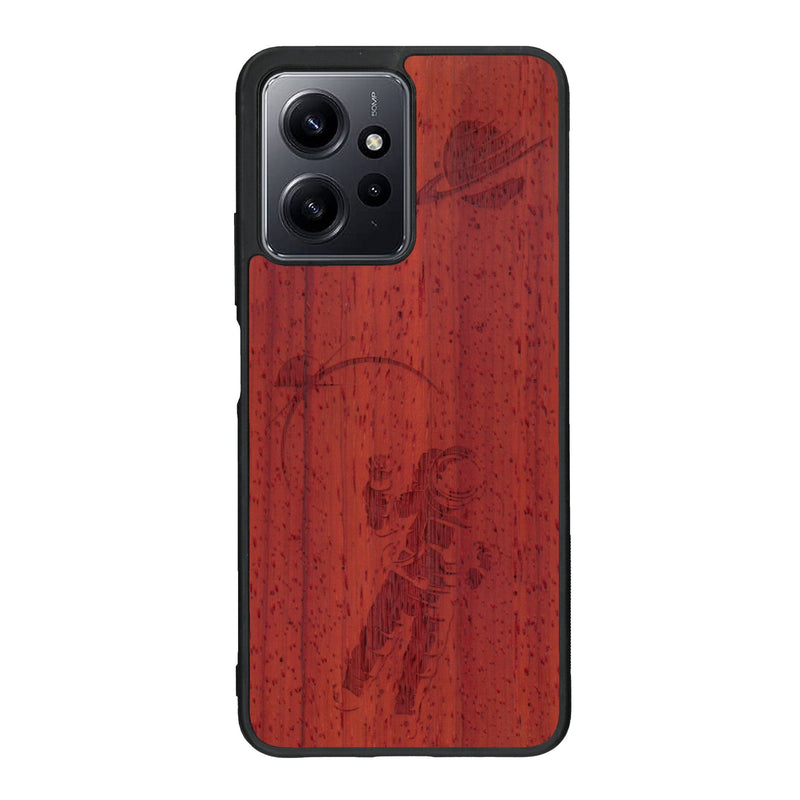 Coque de protection en bois véritable fabriquée en France pour Xiaomi Redmi Note 12 sur le thème des astronautes