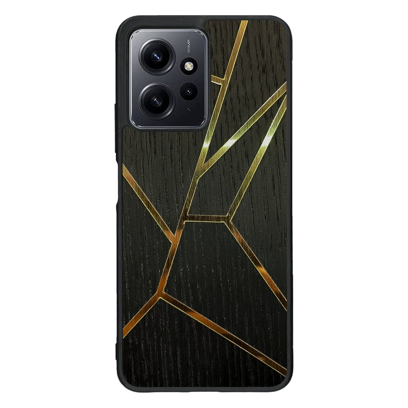 Coque de protection en bois véritable fabriquée en France pour Xiaomi Redmi Note 12 alliant plusieurs essences de bois pour représenter des fragments design