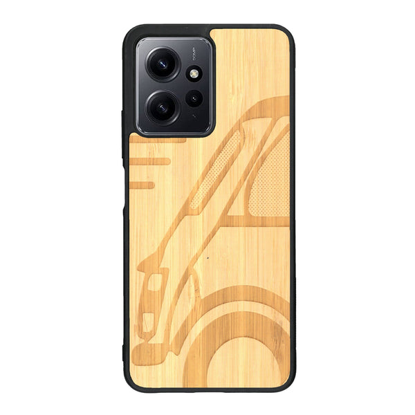 Coque de protection en bois véritable fabriquée en France pour Xiaomi Redmi Note 12 sur le thème de l'automobile avec une authentique Mini Cooper