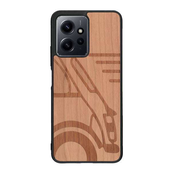 Coque de protection en bois véritable fabriquée en France pour Xiaomi Redmi Note 12 sur le thème de l'automobile avec une authentique Mini Cooper