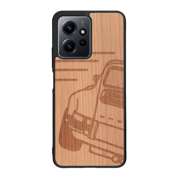 Coque de protection en bois véritable fabriquée en France pour Xiaomi Redmi Note 12 sur le thème de l'automobile avec une authentique Porsche