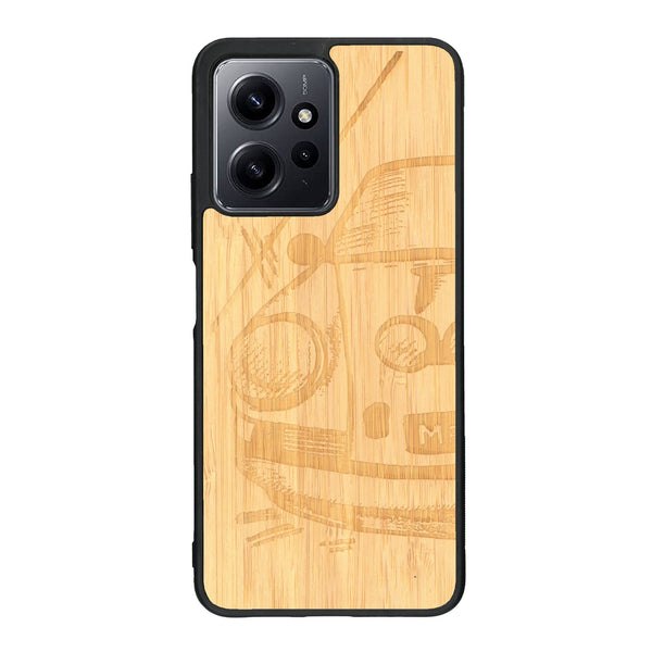 Coque de protection en bois véritable fabriquée en France pour Xiaomi Redmi Note 12 sur le thème de l'automobile avec une authentique Porsche