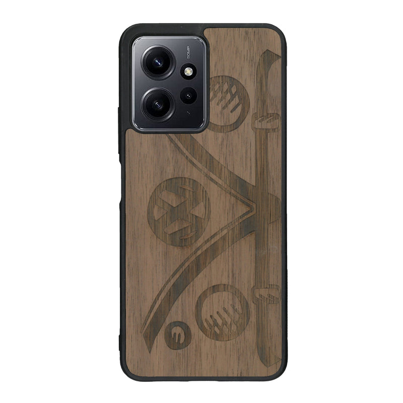 Coque de protection en bois véritable fabriquée en France pour Xiaomi Redmi Note 12 sur le thème de l'automobile avec un van combi