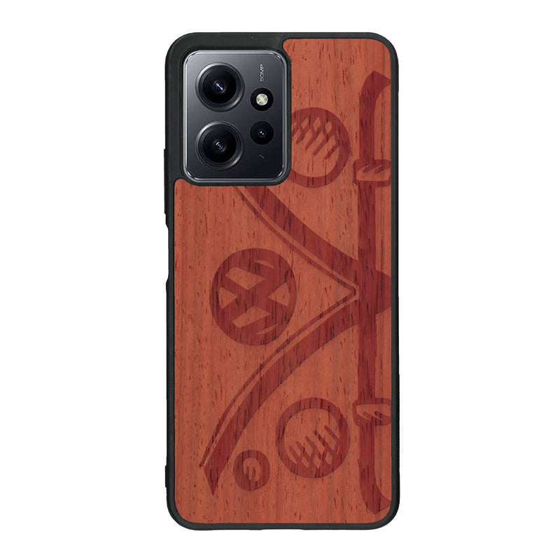 Coque de protection en bois véritable fabriquée en France pour Xiaomi Redmi Note 12 sur le thème de l'automobile avec un van combi