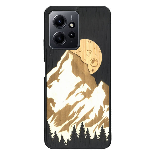 Coque de protection en bois véritable fabriquée en France pour Xiaomi Redmi Note 12 Pro alliant plusieurs essences de bois pour représenter le mont Everest