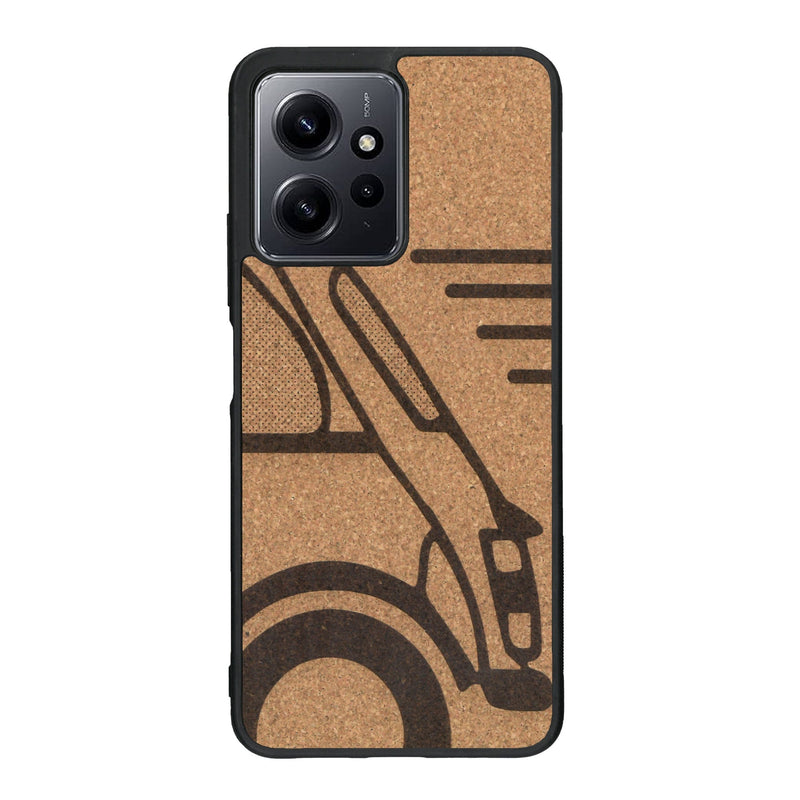 Coque de protection en bois véritable fabriquée en France pour Xiaomi Redmi Note 12 Pro sur le thème de l'automobile avec une authentique Mini Cooper